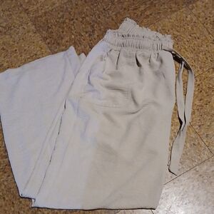 Casual Cream Drawstring Pants